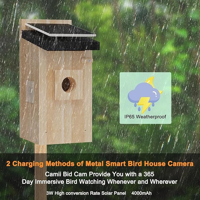 Bird House with Camera, 5MP Smart Birdhouse Camera with Solar Powered, Bird Box Camera for Families, Motion Detection & 32GB SD Card, Watch Bird Nesting & Hatching in Real Time, Ideal Gift for Friends