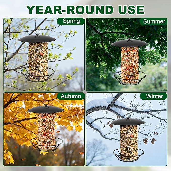 2 Pcs Suet Feeder Cylinder Bird Feeder, S-6-2 Cylinder Birds Feeders for Outdoors, Bird Suet Cake Holder Backyard Wild Birdfeeding Birds Feeders for Outdoor Garden Accessories