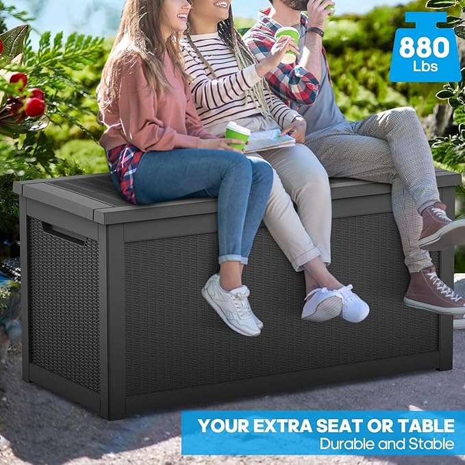 Outdoor Storage Box 320GAL Waterproof Resin Deck Box,UV-Resistant Lockable Delivery Bin for Garden Tools,Large Patio Outside Cushions,Pool Accessories Supplies,Chest,Furniture,Package,Black