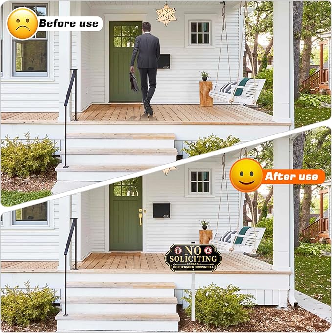 No Soliciting Sign for House, No Soliciting Yard Signs for Front Door Home, Aluminum Metal No Solicitation Sign 14 x 7 inches, with 28 inches Stake, Do Not Knock or Ring Bell