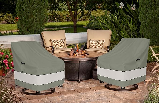 Patio Chair Covers Waterproof Patio Furniture Covers,33W x 37D x 38 H Inches Outdoor Swivel Chair Cover 2 Pack -Grayish Green