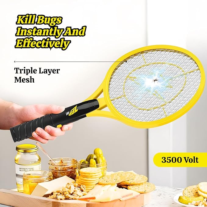 ZAP IT! Bug Zapper Battery Powered (2xAA Included) Bug Zapper Racket, 3,500 Volt