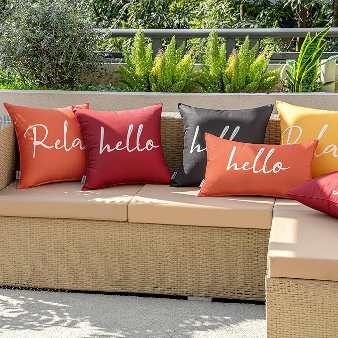 MIULEE Outdoor Waterproof Throw Pillow Covers Set of 2 Relax Decorative Outdoor Rectangular Pillowcases for Chair Patio Garden Couch Tent Balcony Sofa Coral Red 12x20 Inch