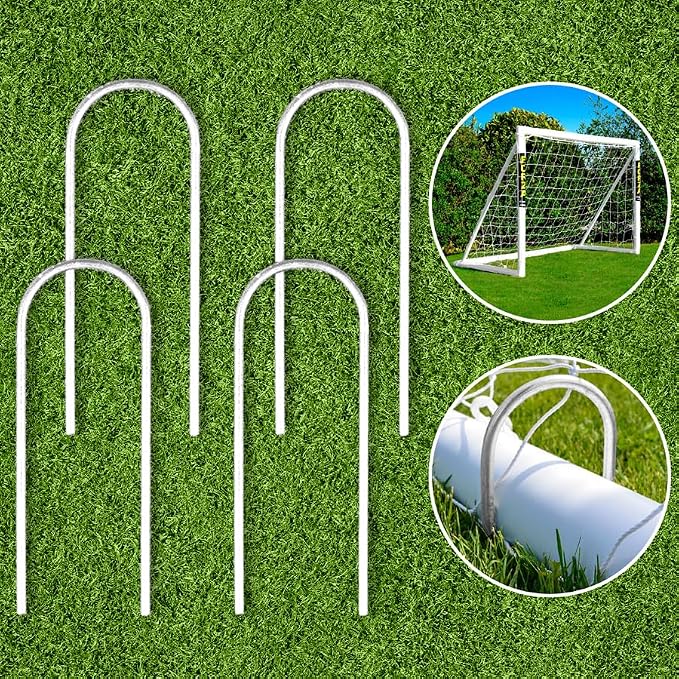 FORZA Steel U-Peg Ground Anchors | Heavy-Duty Galvanized Stakes for Soccer Goals Garden Yards Tents SOD Pins Lawn Landscaping Staples – Multiple Sizes & Packs (4, 18 Inch)