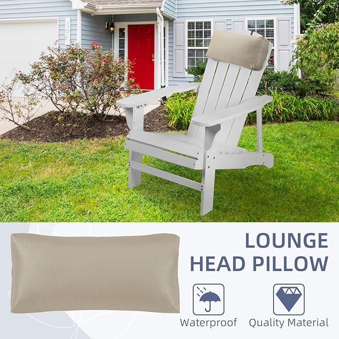Chaise Lounge Head Pillow, 2 Pack Outdoor Patio Pillows with Adjustable Strap, Lounge Head Resting Pillow for Recliner Beach Pool Lounger Office Chair(Khaki,Water Resistant)