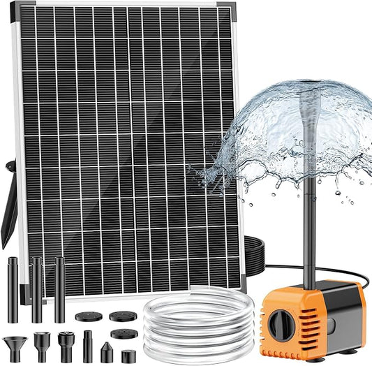 NFESOLAR 30W Solar Fountain Pump, 280GPH Solar Pond Pump with Foldable Solar Panel, Adjustable Flow Solar Water Pump with 6.6FT PVC Tubing for Outdoor Pond, Garden, Waterfall, Hydroponic, Pool