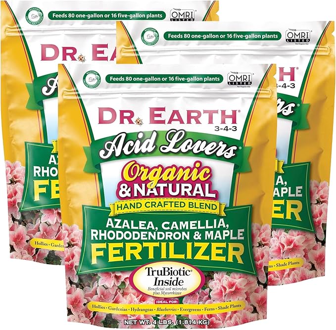 Acid Lovers Organic Granules Plant Food – 4 lb Bags – Azalea and Hydrangea – Gardenia Fertilizer and Japanese Maple for Acidic Soil – 3 Pack