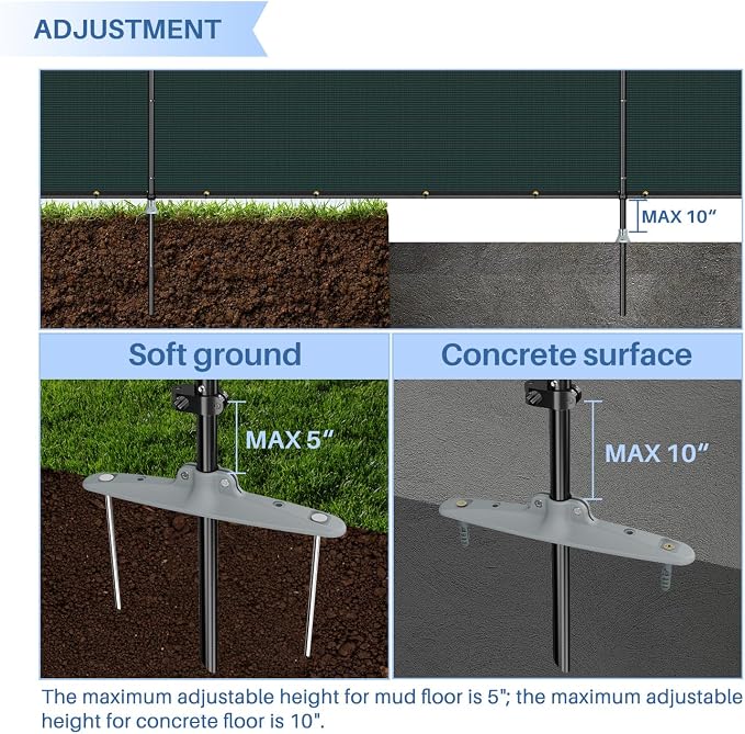 E&K 5'x15' Outdoor Privacy Screen Fence Panel Freestanding Backyard Patio Privacy Pool Fencing Temporary Garden Dog Fence with Iron Poles and Rails (Green)