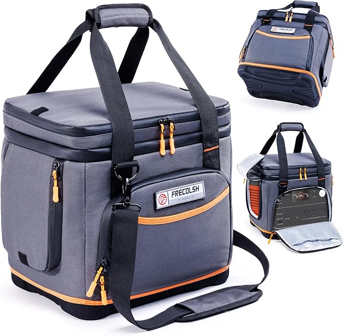 Double-Layer Travel Carrying Case for Jackery Explorer 1000 v2 – Hard Molded Bottom, Side Ventilation & Front Pockets, Portable Power Station Storage Bag for Jackery Accessories & Solar Generator