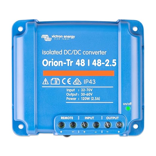 Victron Energy Orion-Tr DC to DC Converter - 48/48-Volt 2.5 amp 120-Watt - IP43 Protected - for Dual Battery Systems - Isolated