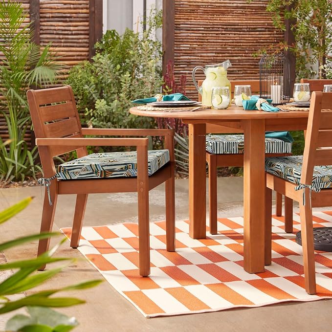DYTXIII Set of 4 Outdoor Chair Cushions, Water Resistant 18.5"x16"x2" Square Seat Cushion for Patio Dining Chairs, High-Density Replacement Pads for Indoor Outdoor Furniture - Crayon Shells
