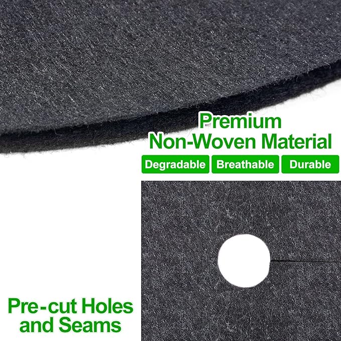 8 Pack Non-Woven Tree Mulch Ring 32 Inch Degradabl Tree Protection Mat Weed Barrier Round Mats with 20 Staples Stakes for Weed Growth RootProtection Resistant and Reusable