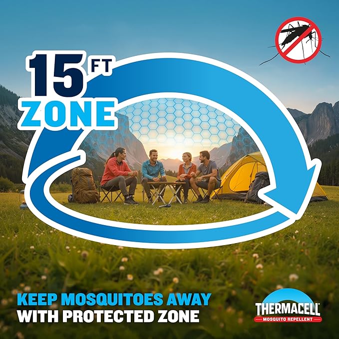 Thermacell Fuel-ZoneGuard Extreme Fuel Powered Mosquito Repeller; 15-Foot Zone of Scientifically Proven Outdoor Protection; 12-Hr Refill; DEET-Free; Bug Spray Alternative; Scent Free; Green