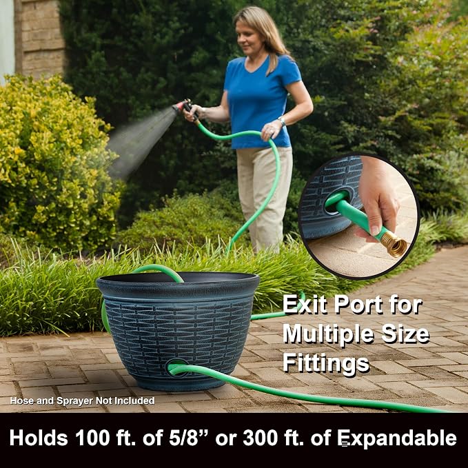 Liberty Garden 1920-N Wicker High Density Resin 100' Garden Hose Pot