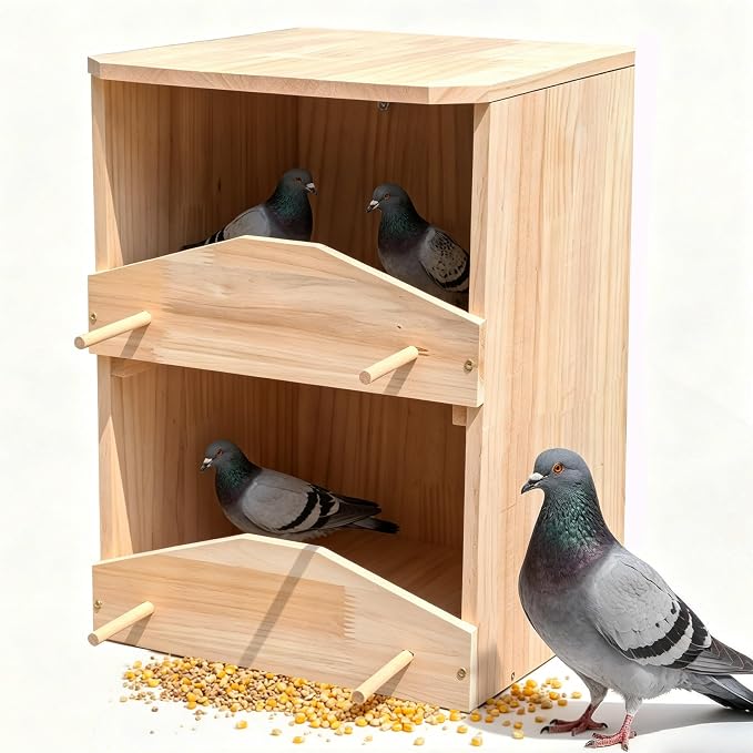Handcrafted 2-Story Mourning Dove Nesting Box – Durable Solid Wood Outdoor Bird House with Predator Guard, Easy-to-Mount for Backyard, Garden, Patio