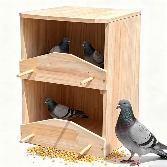 Handcrafted 2-Story Mourning Dove Nesting Box – Durable Solid Wood Outdoor Bird House with Predator Guard, Easy-to-Mount for Backyard, Garden, Patio