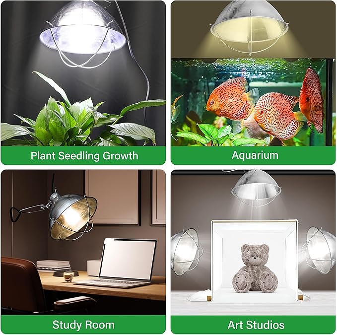 Simple Deluxe Adjustable Clamp Lamp Light Socket with 10.5 Inch Aluminum Reflector & Bulb Guard, Suit for Max 250 Watt Lamp with 18/2-Gauge 6 Feet Cord, 2-Pack