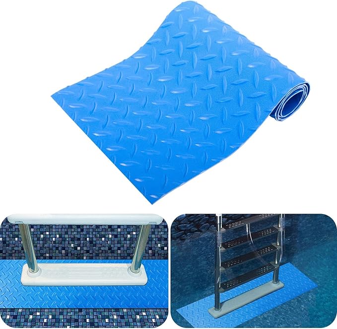 9x36 inches Swimming Pool Ladder Mat Protective Swimming Pool Step Pad for Above Ground Swimming Pool Ladder Pad Vinyl Non-Slip Pool Liner