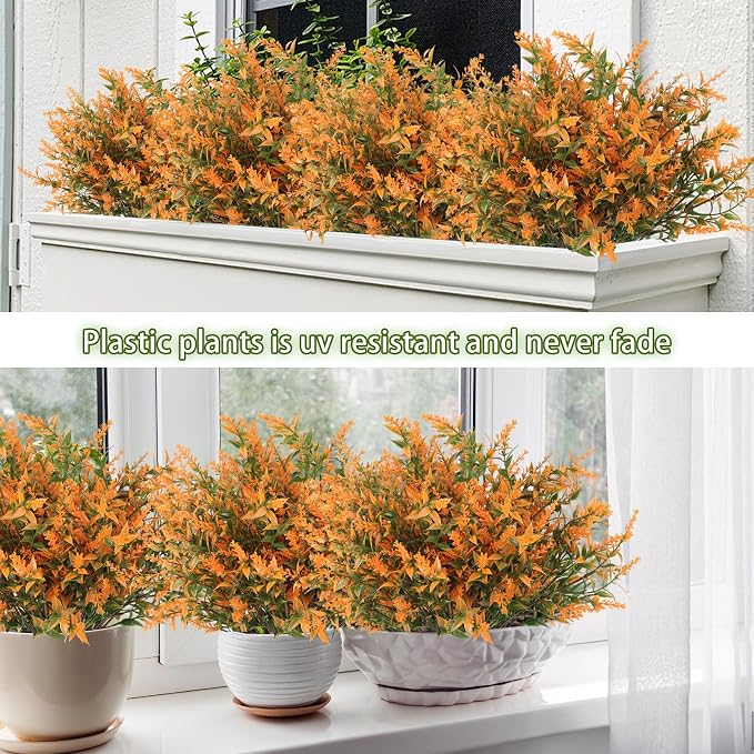 RECUTMS Fall Decoration for Home, Artificial Plants Spring Artificial Fall Flowers for Outdoors UV Resistant Artificial Plants Outdoor Artificial Flowers for Outdoors in Pots(Salmon)