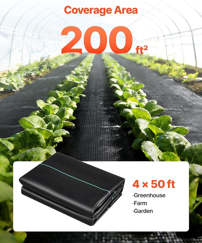 VEVOR 4x100FT 3.2oz Weed Barrier Fabric Heavy Duty, Landscape Fabric, Weed Blocker Fabric, Garden Weed Mat Lawn Fabric, Weed Control Fabric, Driveway Fabric, Ground Cover, Woven Landscape Cloth, Black