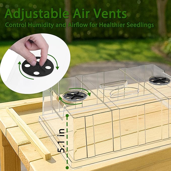 Gardzen Seed Starter Trays, 3 Set Seed Starting Kit with High Dome & Sturdy Base, Reusable Plant Starter Trays with Clear Cells for Seedlings and Microgreens