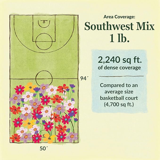 Ferry Morse Wildflower Seeds - Southwest Mix, Low Maintenance, GMO Free - 1 lb