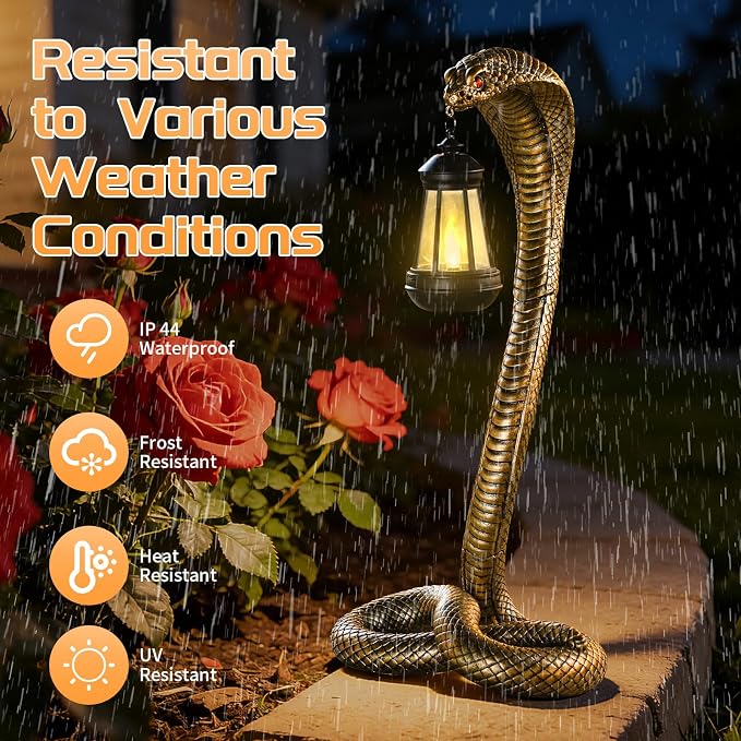 Halloween Decor Solar Snake Garden Statue,19.89'' Snake for Yard Lawn Garden Patio Scary Halloween Decorations,Indoor Haunted House Prop and Home Party Decor