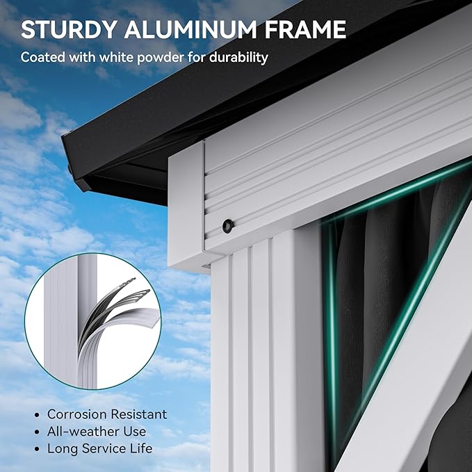 YITAHOME 10X12FT White Hardtop Metal Gazebo Patios Double Roof Canopy Aluminum Frame Garden Gazebo Tent Curtains Netting for Patios Backyards Decks Lawns