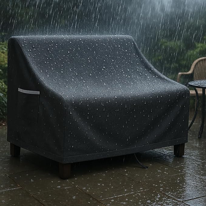 Outdoor Sofa Cover, Waterproof Patio Furniture Cover 76W x 32.7D x 33H inches Heavy Duty 600D Oxford Fabric Black