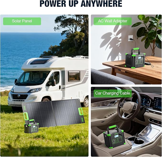 Portable Power Station 330W 288Wh Solar Generator with 60W USB-C PD Fast Charging, Pure Sine Wave AC Outlet, 5W Wireless Charger, LED for Camping, RV, CPAP, Home Emergency Backup, Off-Grid Living