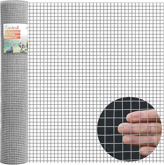 Gardeal 48in x 100ft 19 Gauge 1/2 Inch Hardware Cloth - Double Hot-Dipped Galvanized After Welding Steel Mesh - Duty Rust Proof Fencing for Gardens, Chicken Coops & Poultry Animal Netting Cage Screen