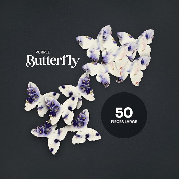 50pcs Large Purple Butterfly Seed Paper – Writable & Plantable Wildflower, Mom's Gift for Mother’s Day, Use for Wedding, Baby Shower, Party Favors & Easter Decorations