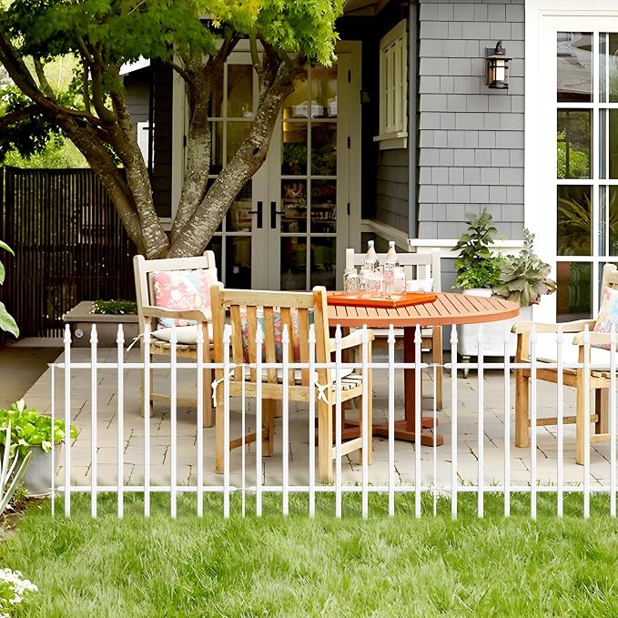 Thealyn Metal Garden Fence 24" W x 24" H (10 Panels, Total 20 ft), Decorative Border Folding Fence, Landscape Fencing for Flower Bed, Yard, Animal Barrier