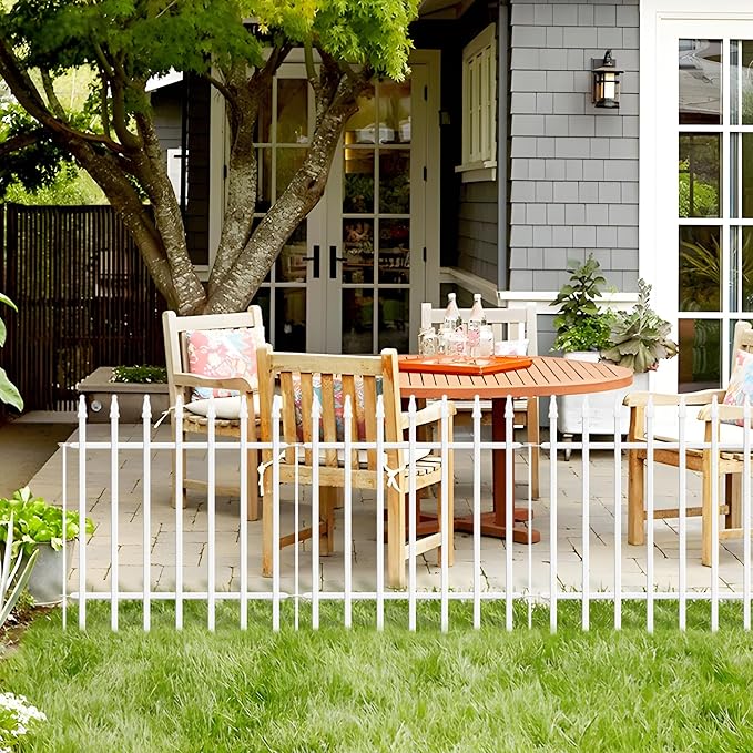 Thealyn Metal Garden Fence 24" W x 24" H (5 Panels, Total 10 ft), Decorative Border Folding Fence, Landscape Fencing for Flower Bed, Yard, Animal Barrier