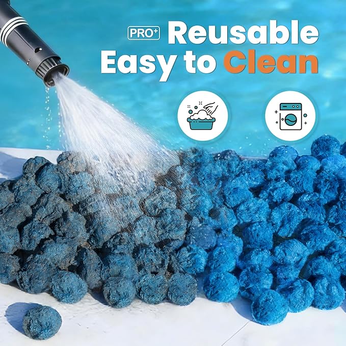 4.6 lbs Pool Filter Balls for Sand Filters, Reusable Blue Filter Media Balls for All Sand Filter Systems, Efficient & Lightweight Pool Sand Filter Balls, Replaces 150 lbs Pool Filter Sand