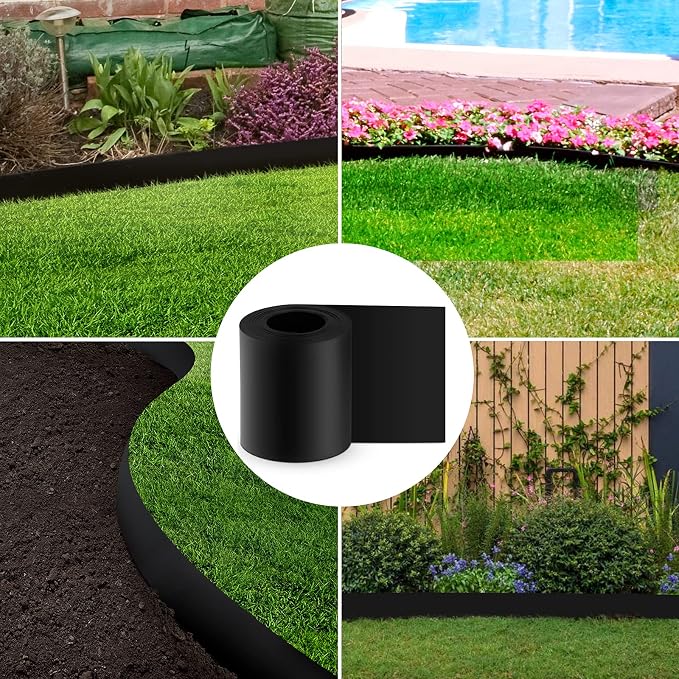 12 Gauge 80 Feet Weed Barrier Landscape Edging 10 inch Depth Flexible Border Roll Lawn Landscape Garden Edging for Backyard Driveway Path Sidewalk
