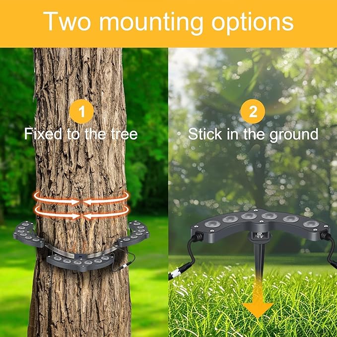 Solar Palm Tree Lights Outdoor Warm Light 3000K, Solar Spotlights for Plam Trees 12000 mAh Batteries Solar Powered LED Ring Tree Lights up to 12+ Hours for Outside House Garden Landscape Large Trees