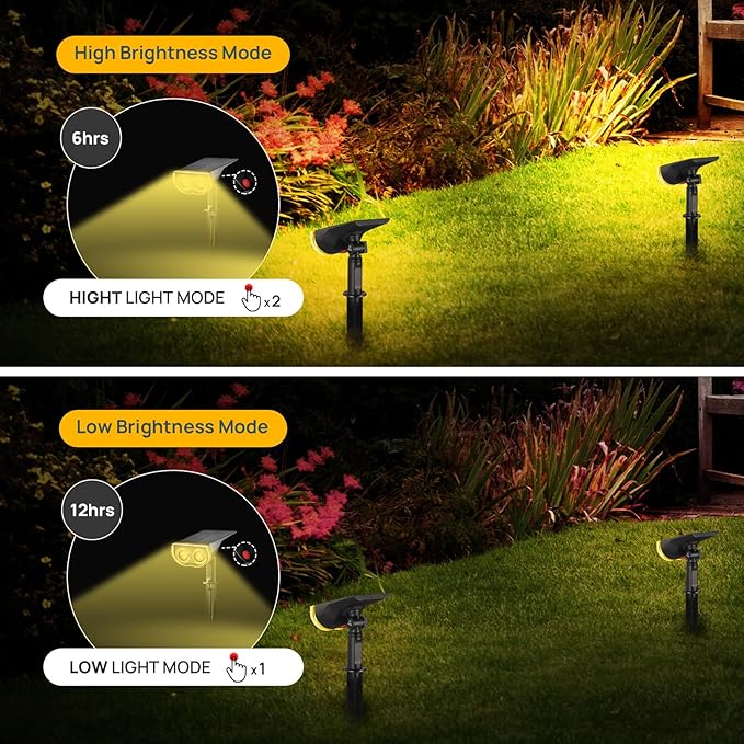Linkind Solar Lights Outdoor StarRayS, Bright Solar Spot Lights Outdoor, IP65 Waterproof Spotlights for Landscape Garden Yard Walkway Patio Tree (Warm White, 10 Pack)