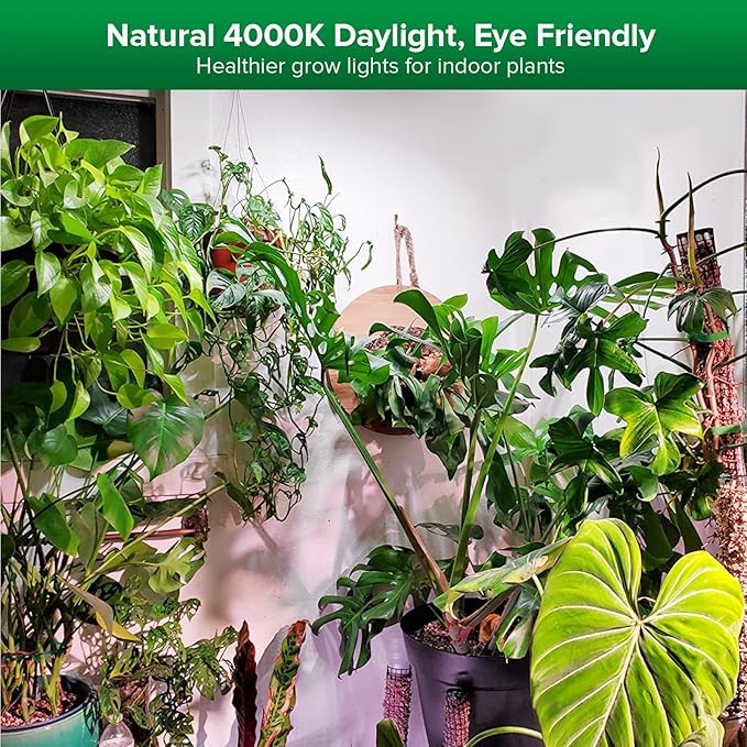 SANSI Grow Lights for Indoor Plants, 198 LEDs Plant Growing Lamp with Timer, 60W 4700LM 4000K Plant Light with Full Spectrum High PPFD, Height Adjustable Wings, 16.4FT Power Cord for Tall Large Plants