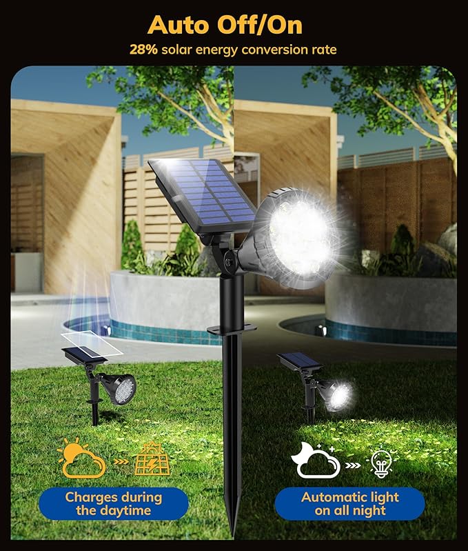 NBKLS Solar Spot Lights for Outside, 21 LED Outdoor Solar Lights for Yard, 6 Pack Solar Spotlights Waterproof Auto On/Off for Landscape, Wall, Garden, Pool, Tree, Pathway and Driveway(White)