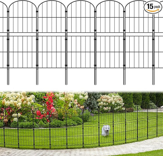 Tall Decorative Garden Fence Panel 15 Pack Elegant Garden Border 37.5"(H) x 16'(L) Durable Outdoor Privacy Screen Fencing Easy to Install Weather-Resistant Perfect for Landscaping Yard Decoration