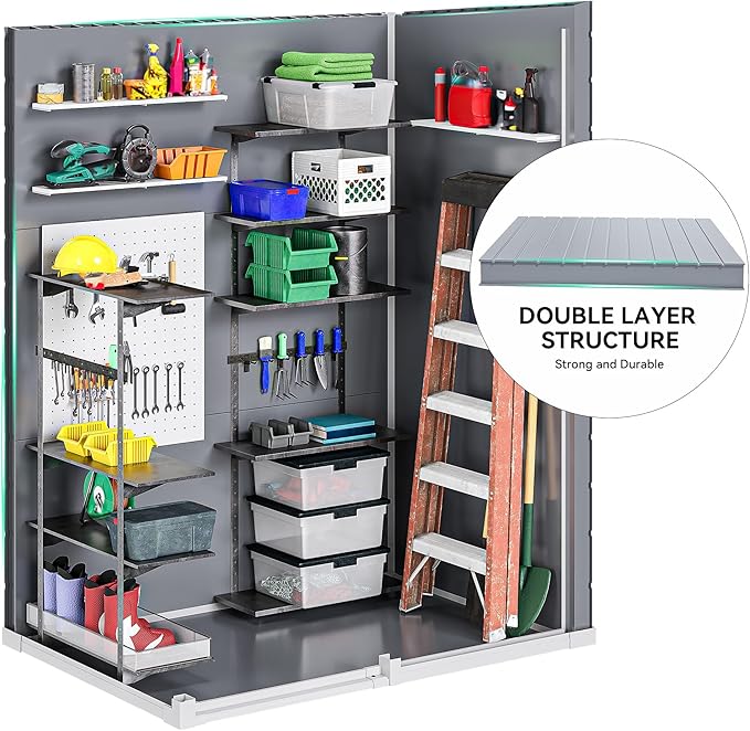 DWVO 5x3 FT Outdoor Storage Shed with Reinforced Floor, All-Weather Resin Storage Shed with Lockable Door & Window, Waterproof Plastic Tool Storage for Garden, Backyard, Patio, Lawn