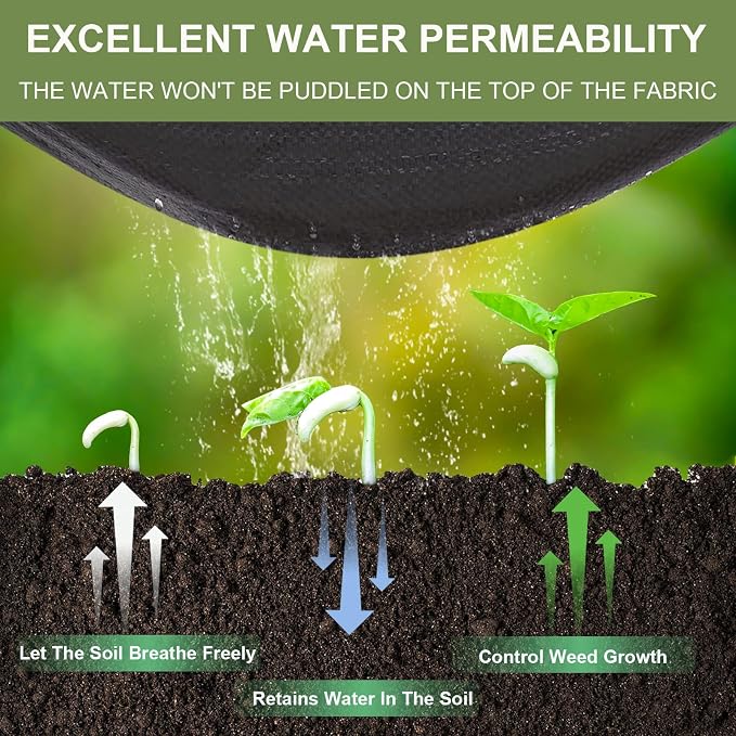 Custom Size 3.5oz Weed Barrier Landscape Premium Fabric-Heavy Duty Woven Ground Cloth with Superior Permeability Weed Control Convenient Design, No Cutting, No Messy Trimmings, Zero Waste