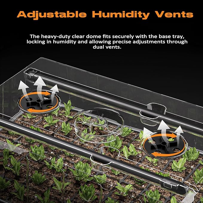 Patigrow 60-Cell Self-Watering Seed Starter Tray with Grow Light, Seed Starter Kit with 4.07” Humidity Dome, Indoor Seedling Starter Tray, Seed Starting Trays for Plant Germination, Seeds Growing