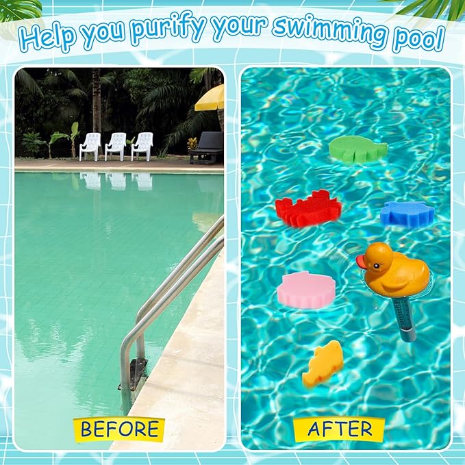 Zhehao 50 Pack 5 Shapes Hot Tub Sponge Absorber Oil Absorbing Sponge Foam Hot Tub Scum Absorber for Swimming Pool Spa Cleaning Accessories(Multicolor)