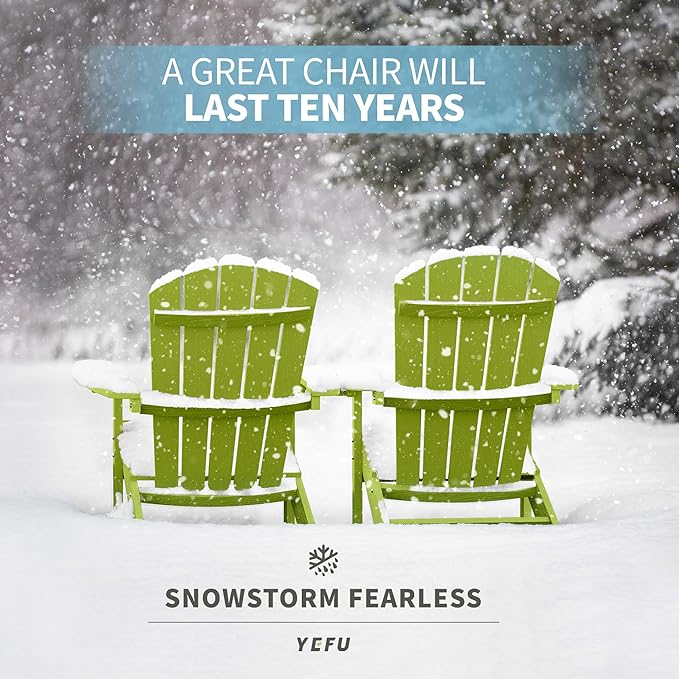 YEFU Adirondack Chairs Set of 6: Plastic Adirondack Chairs - Patio Chairs with Wood Texture - Outdoor Chair HIPS - Lawn Fire Pit Deck Porch Garden Chairs for Adults(Kelly Green)
