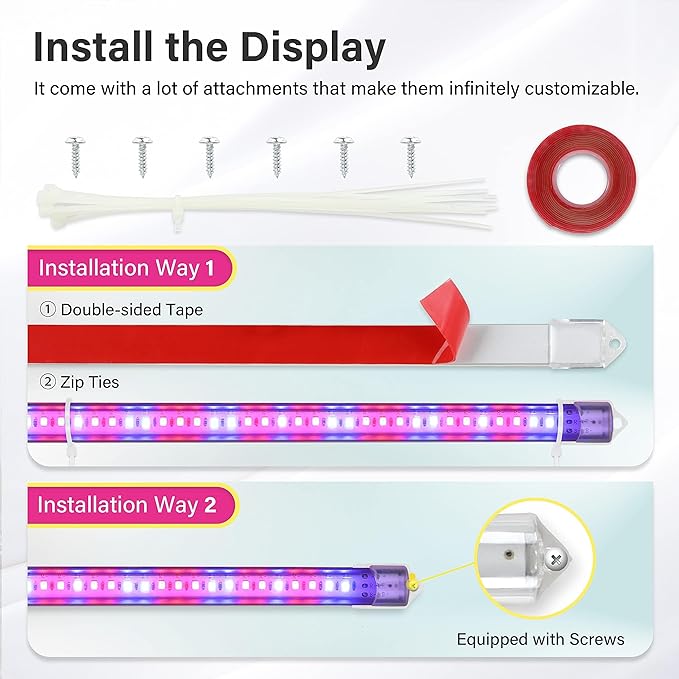 iPower 2Pack 60W LED Grow Lights with Full Spectrum Plant Growing Light Strips for Indoor Plant with Auto ON/Off 3/9/12H Timer, 10 Dimmable Levels 48 LEDs Per Tude, 4 Tubes, Red&Blue