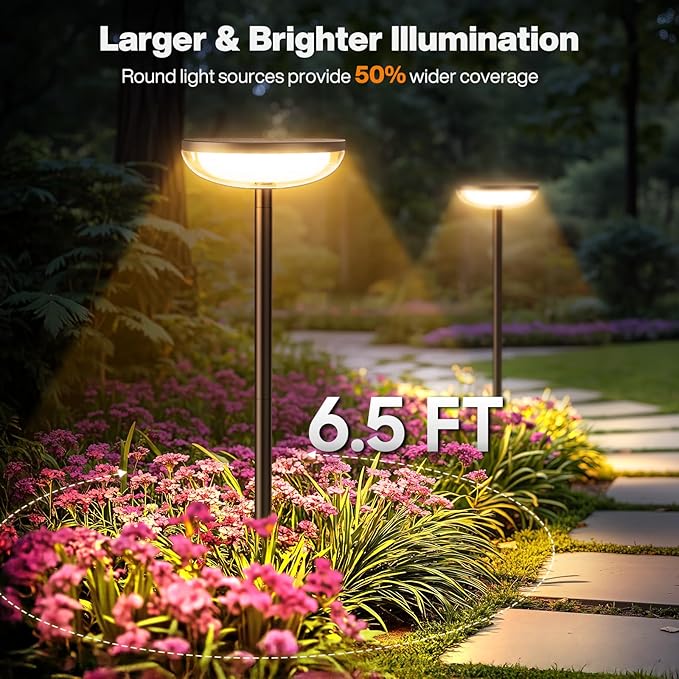 ELECLINK Solar Pathway Lights Outdoor, 6 Pack Tall Solar Garden Lights Outdoor Waterproof for Yard Flower Bed Patio Path Walkway Driveway Outside Decor Landscape Lighting