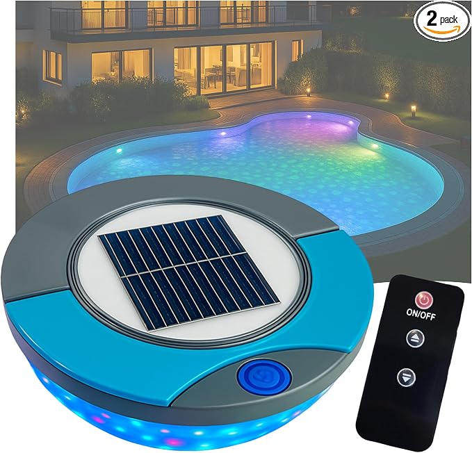 GAME LED Pool Lights for Above Ground & Inground Pools - Waterproof Floating Light Show with Multiple Color Modes - Easily Installable - Remote Controlled | Solar with Stand