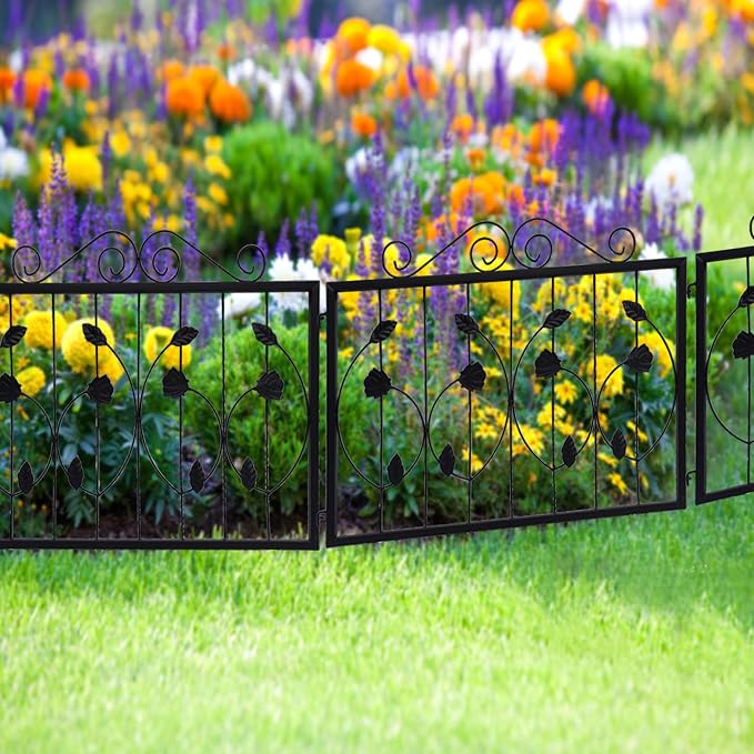 6 Pack Decorative Garden Fence, Rustproof Metal Wire Tall Fencing Border, Indoor or Outdoor No Dig Animal Barrier Fence for Dog, Flower Bed, Patio, Yard